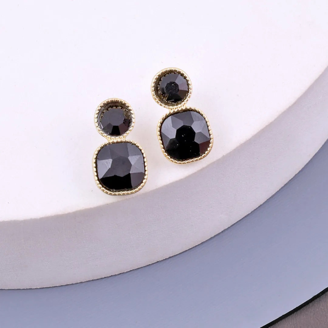 Black Square Drop Earrings