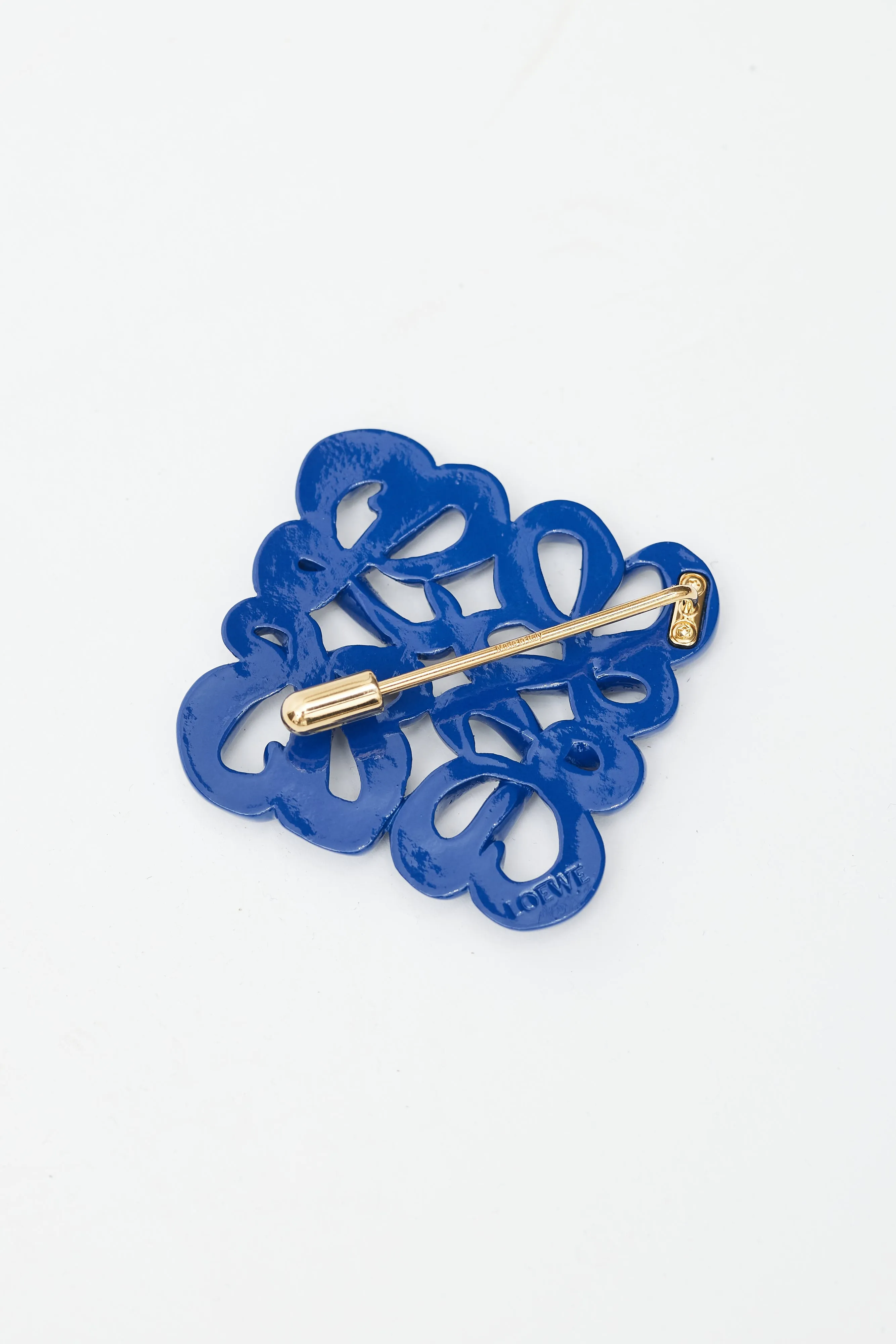 Blue & Gold Enamel Anagram Logo Brooch