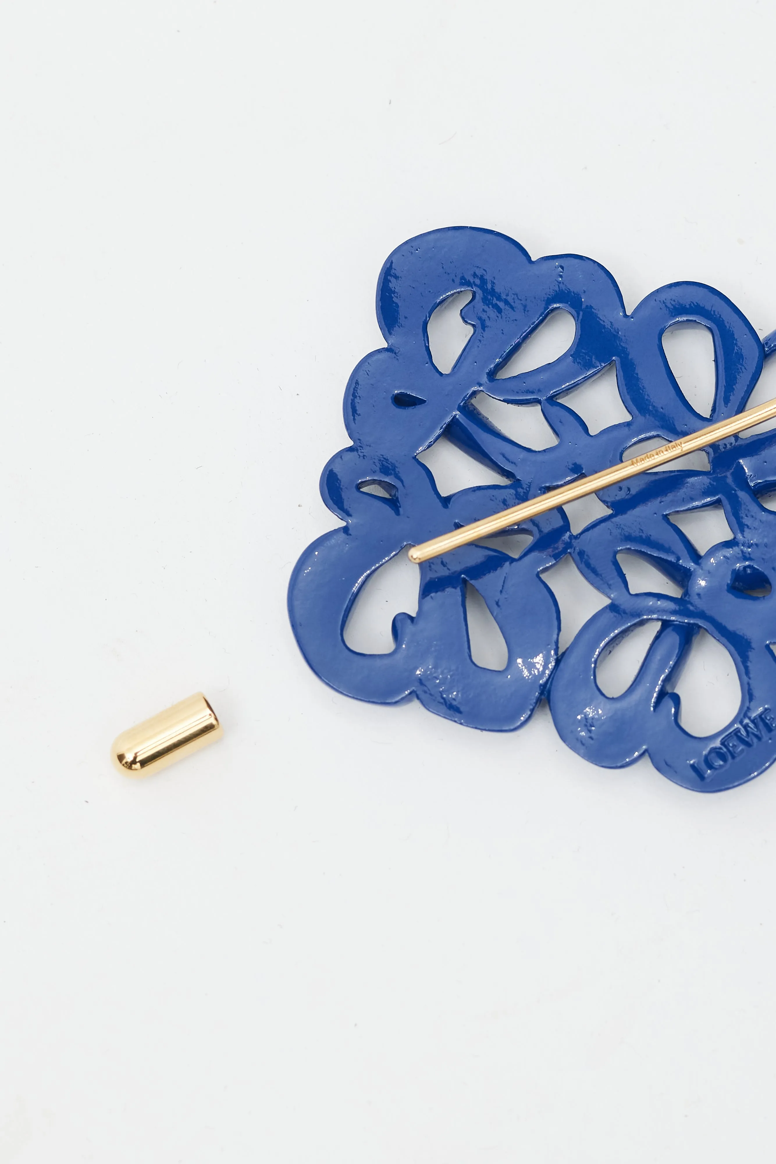 Blue & Gold Enamel Anagram Logo Brooch