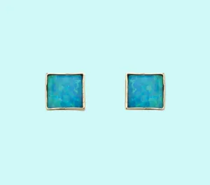 Bluenoemi Jewelry 9ct Gold Blue Opal Earrings ,  stud earrings / classic earrings