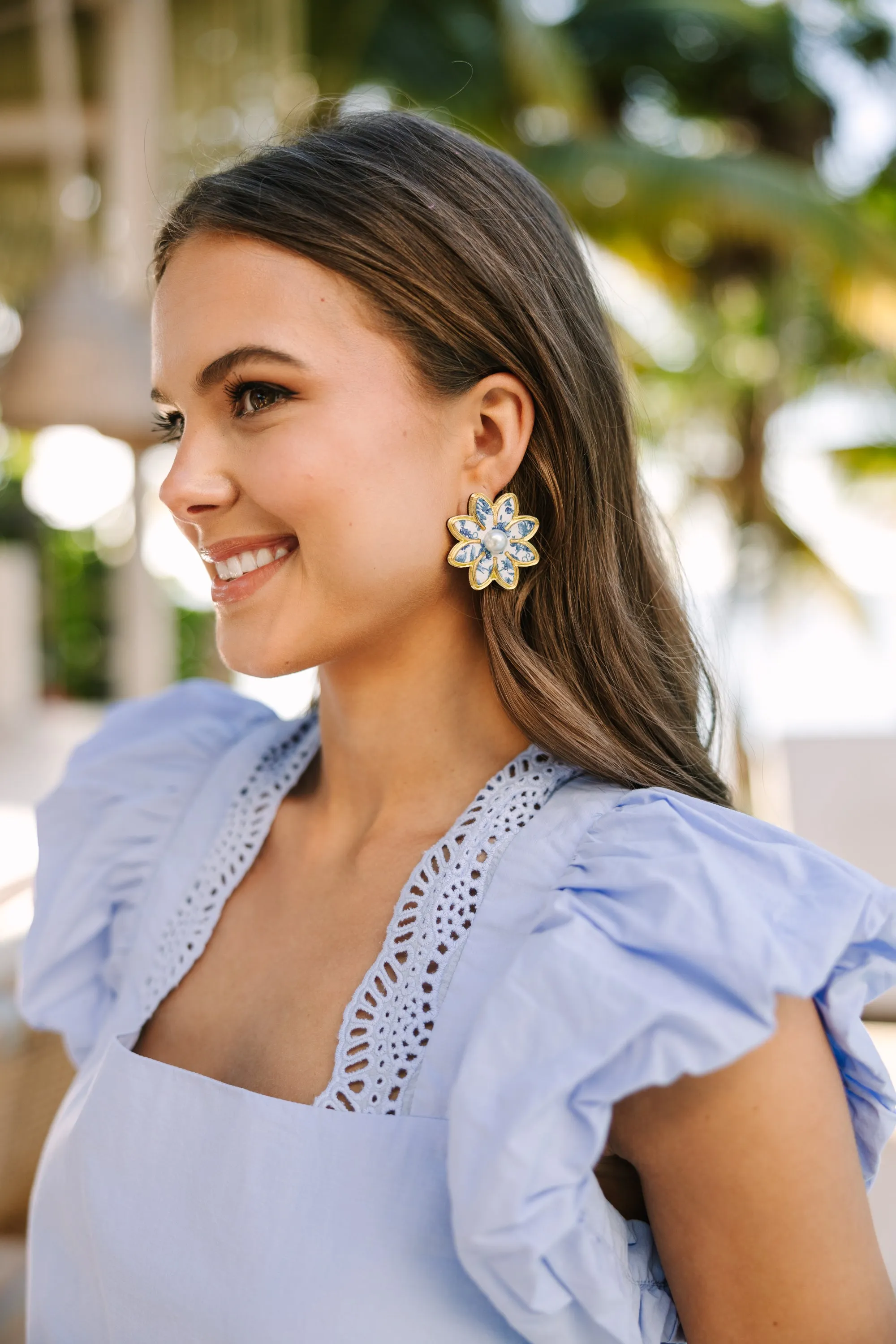 Bohemian Gemme: Flowers Of Love Blue Stud Earrings