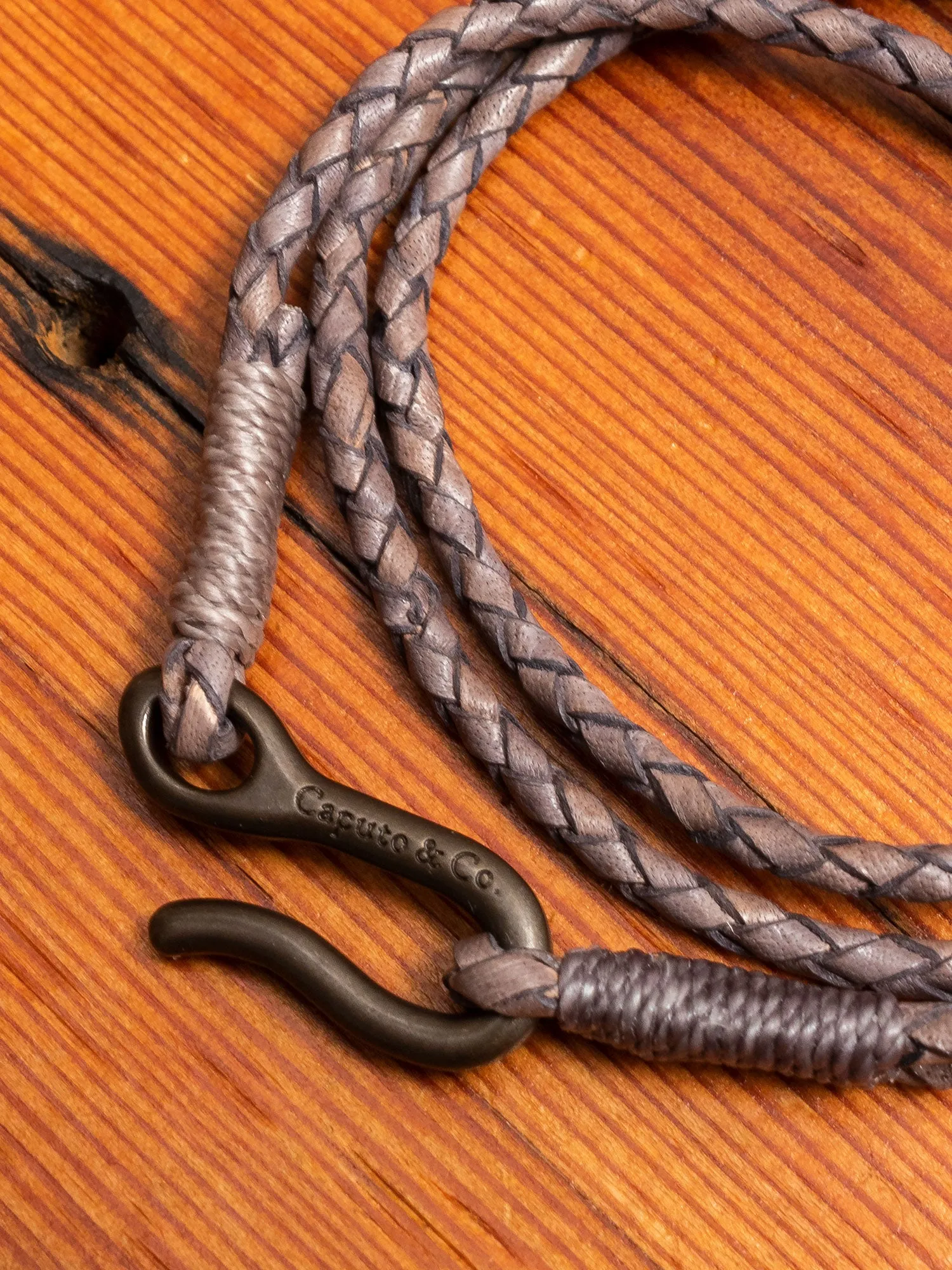 Braided Leather Triple Wrap Bracelet in Grey