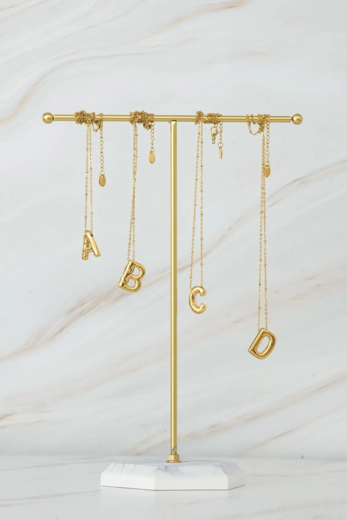 Bubble "K" Gold Initial Necklace