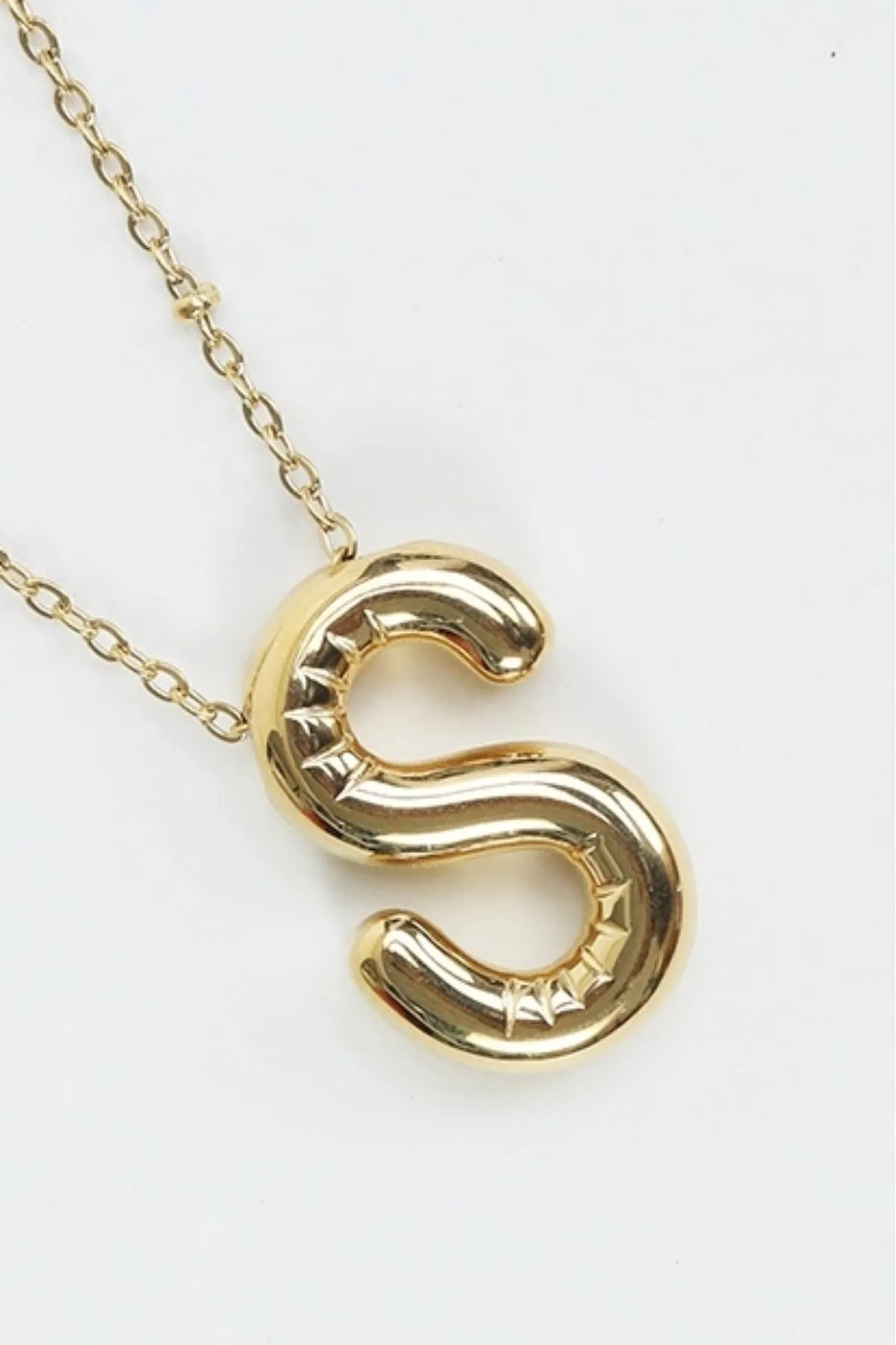 Bubble "S" Gold Initial Necklace