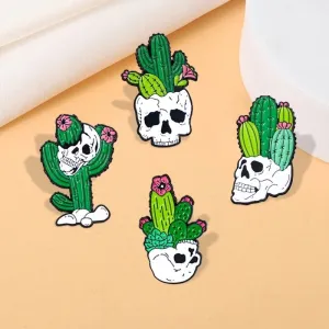 Cartoon Style Pin Cactus Alloy Enamel Unisex Brooches