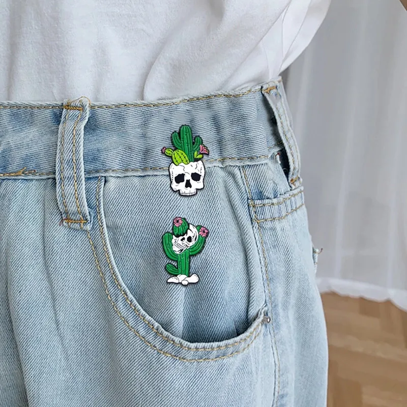 Cartoon Style Pin Cactus Alloy Enamel Unisex Brooches