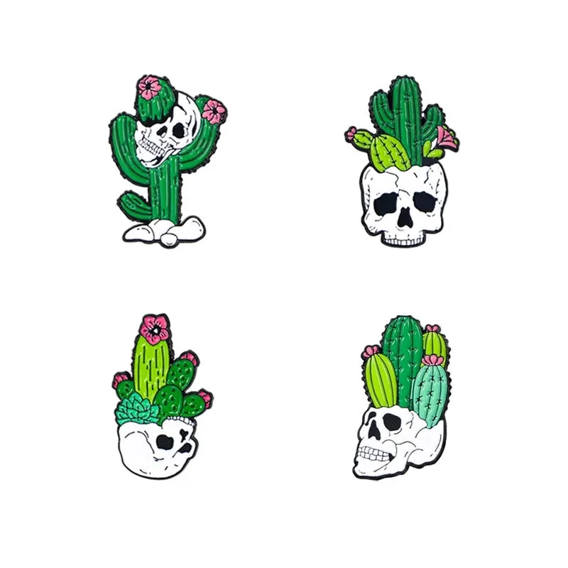 Cartoon Style Pin Cactus Alloy Enamel Unisex Brooches