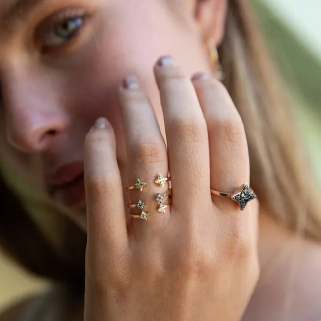 Cassiopeia Gold Ring With Black Diamonds