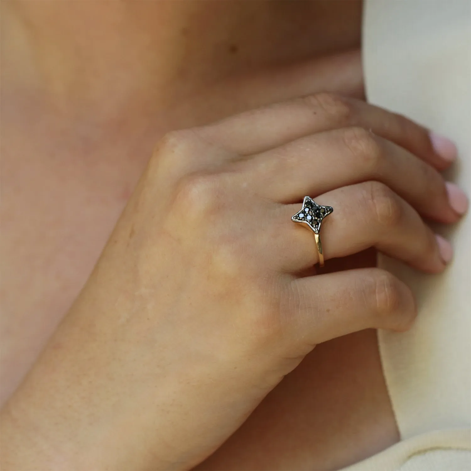 Cassiopeia Gold Ring With Black Diamonds