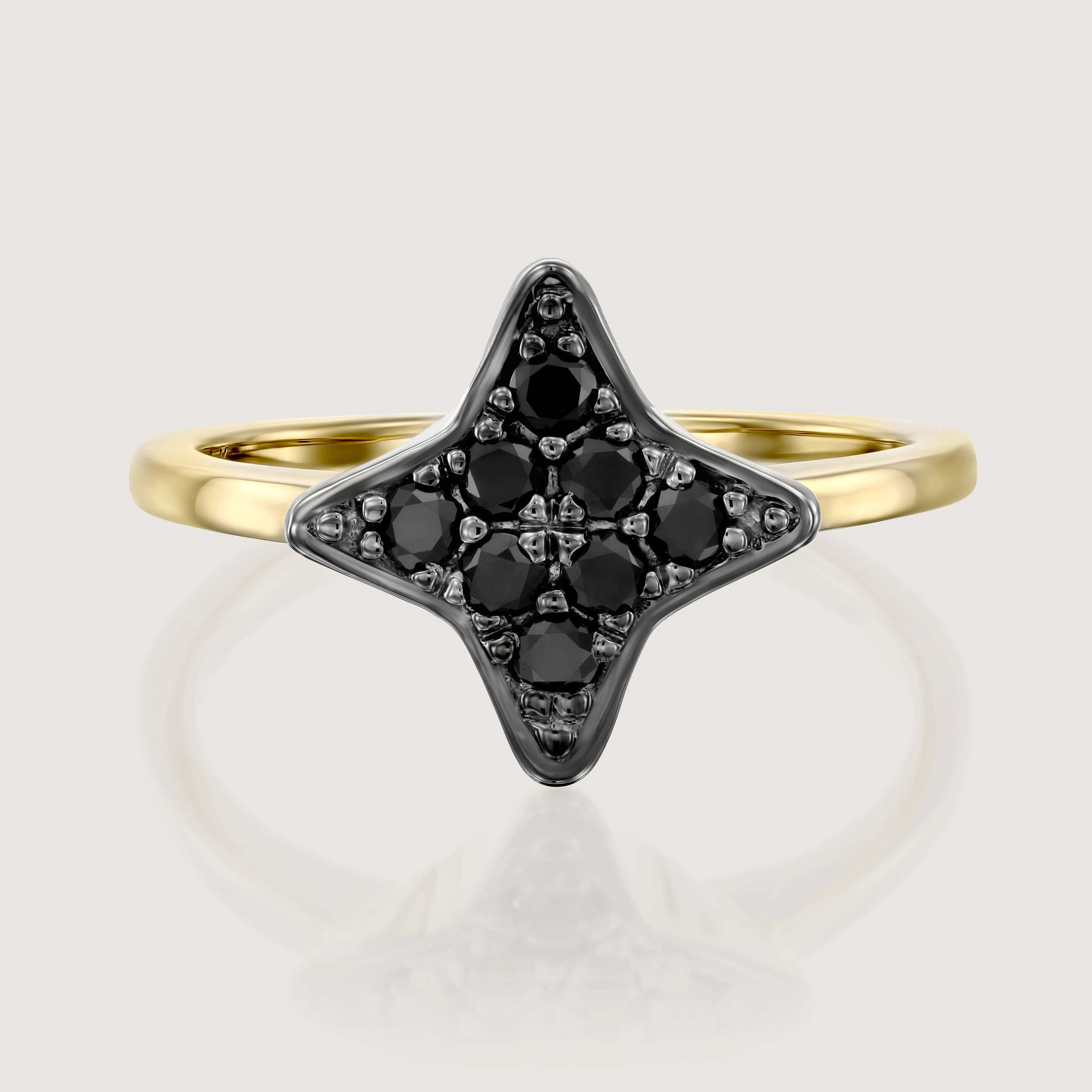 Cassiopeia Gold Ring With Black Diamonds