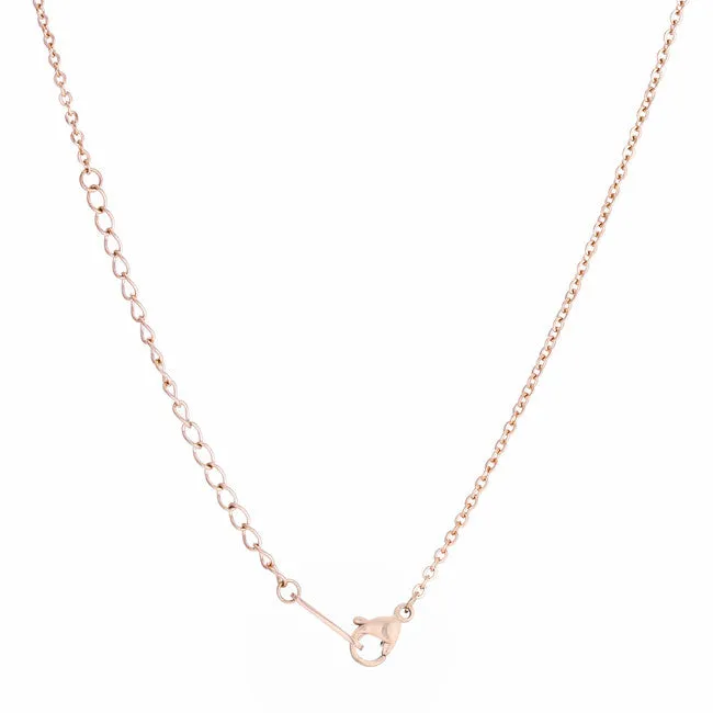 Cathy 0.2ct CZ Rose Gold Stainless Steel Drop Nail Necklace