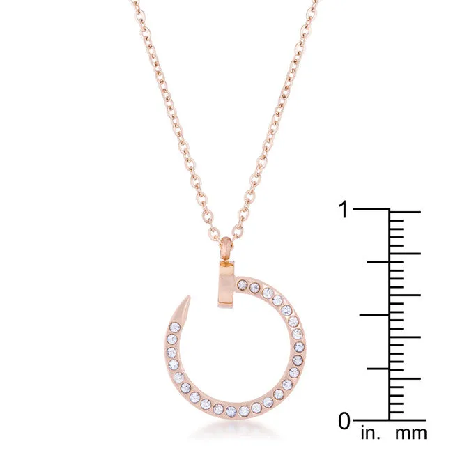 Cathy 0.2ct CZ Rose Gold Stainless Steel Drop Nail Necklace