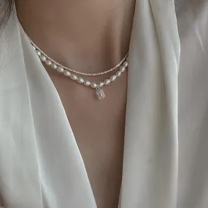 Charm Jewelry Fashion Wedding Party Pearl Double Layers Choker Necklace For Women 2021 New Jewelry Elegant Collares Gifts