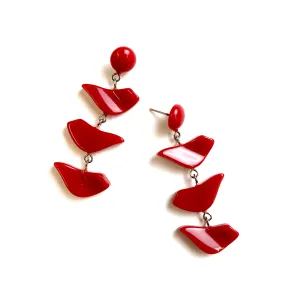 Cherry Red Love Bird Statement Earrings