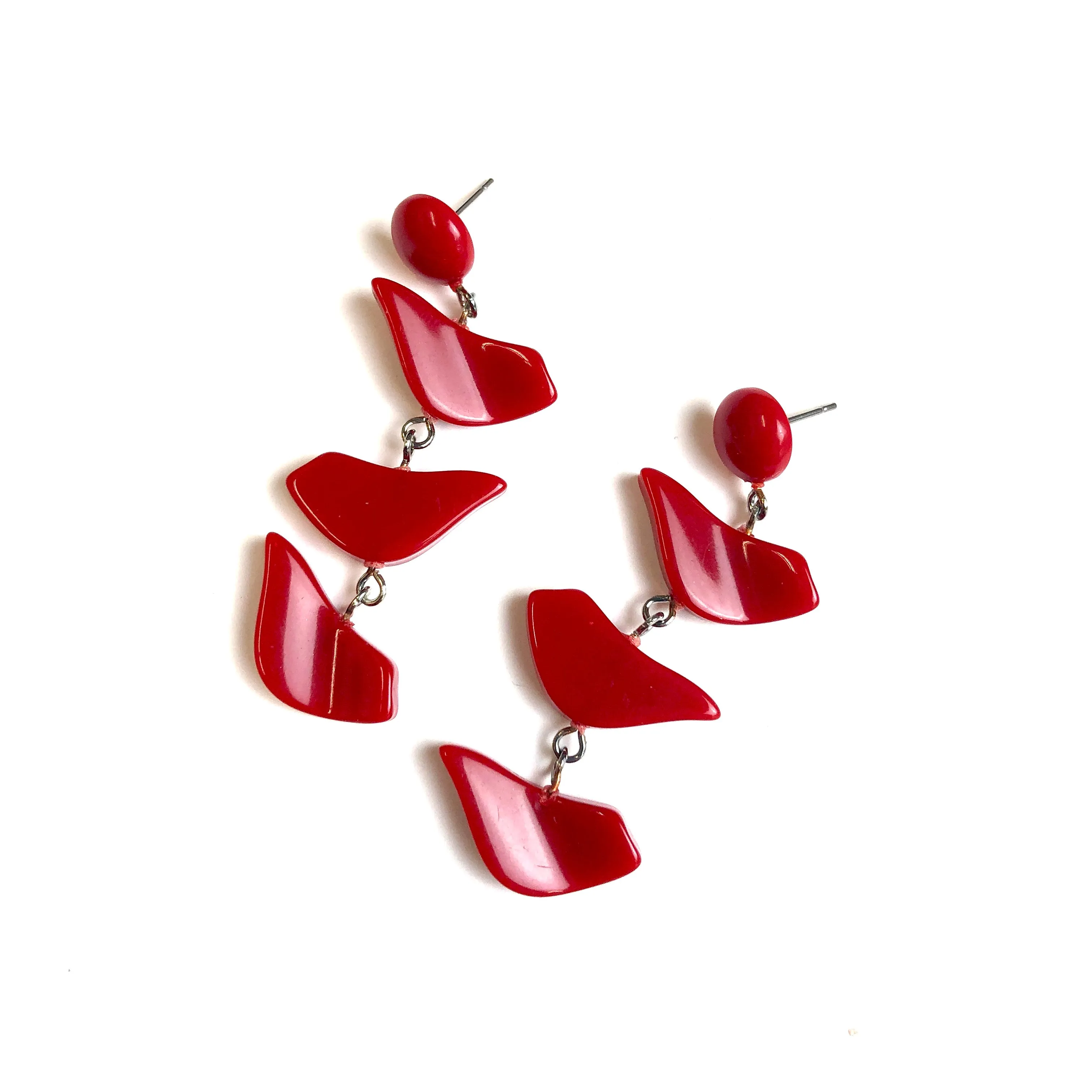 Cherry Red Love Bird Statement Earrings