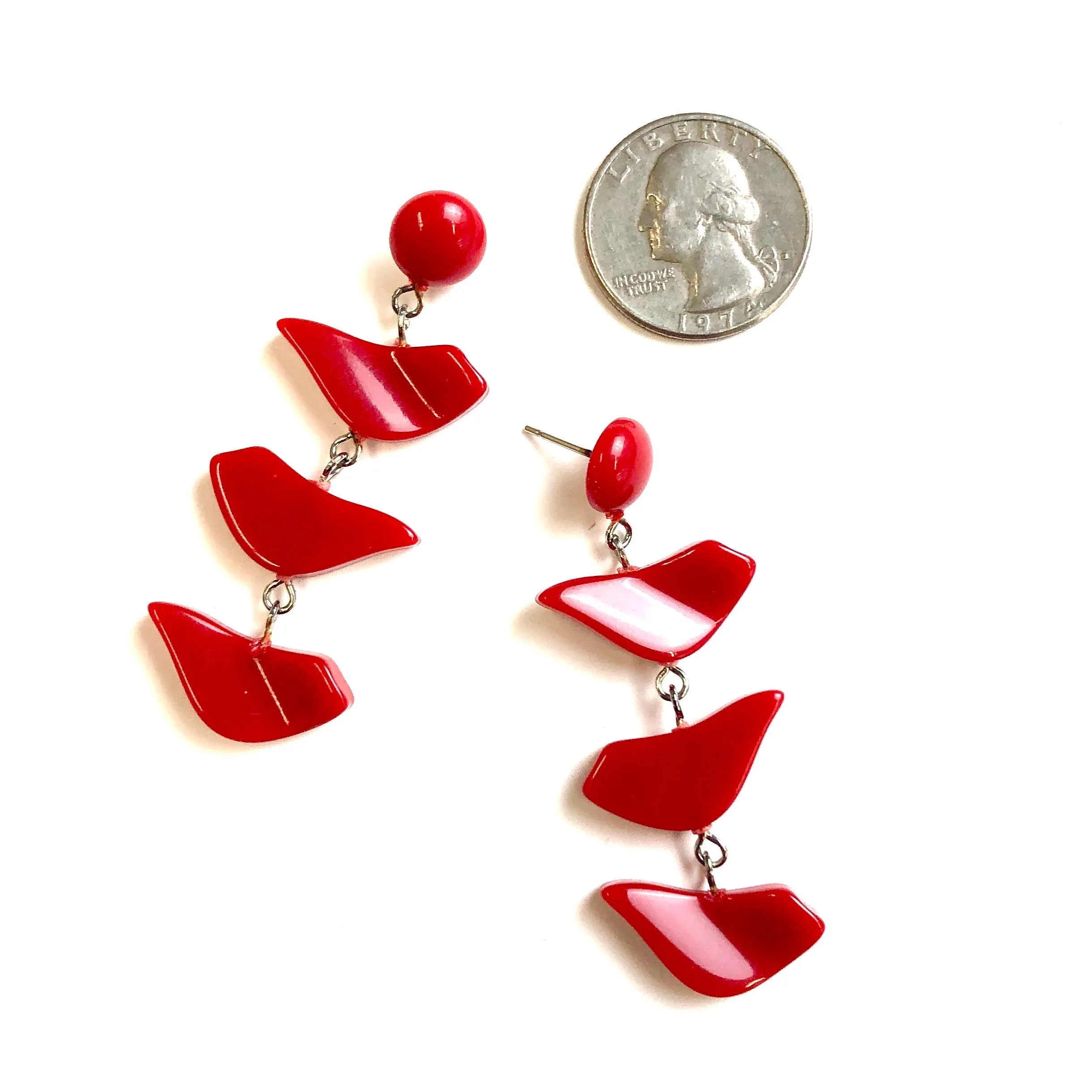 Cherry Red Love Bird Statement Earrings