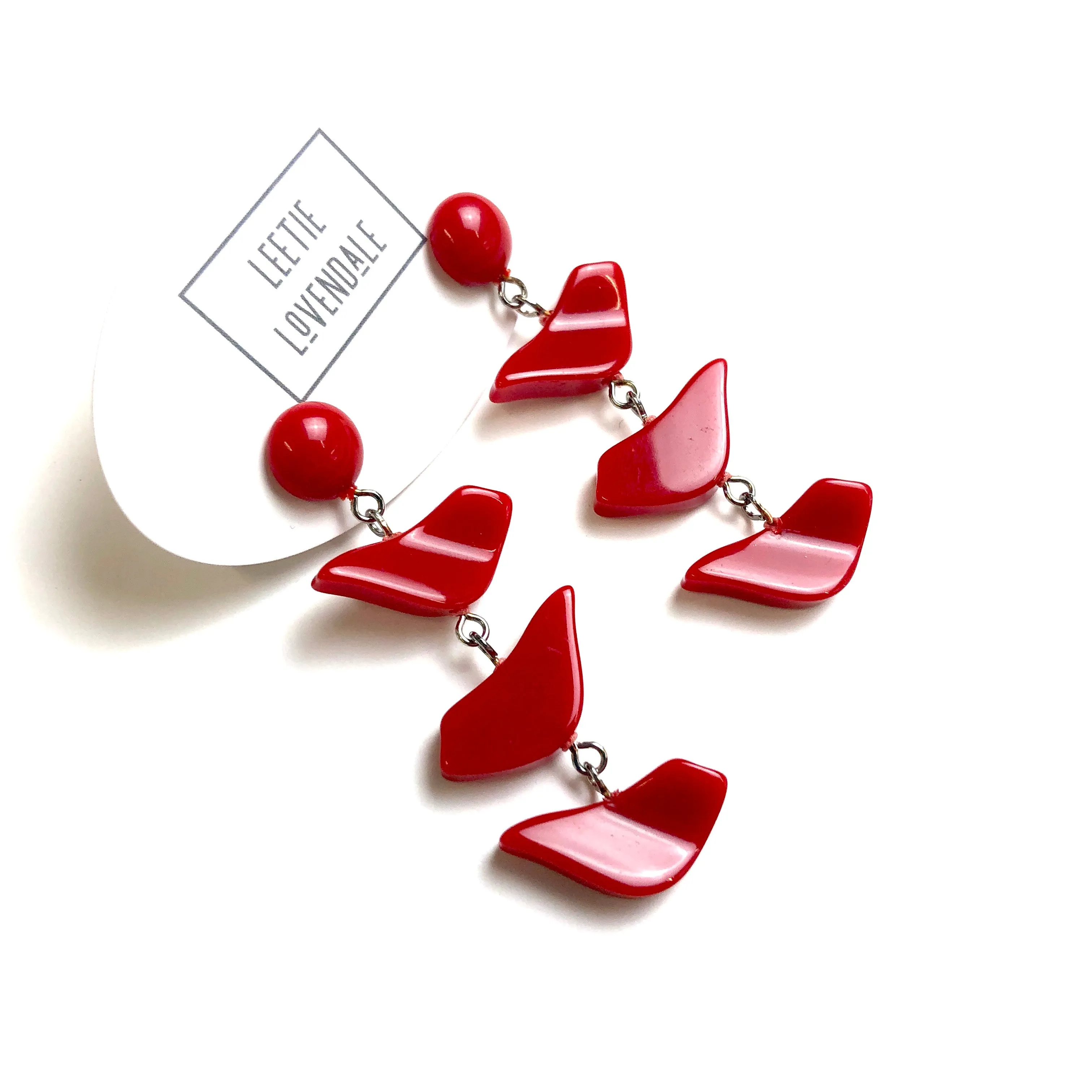 Cherry Red Love Bird Statement Earrings