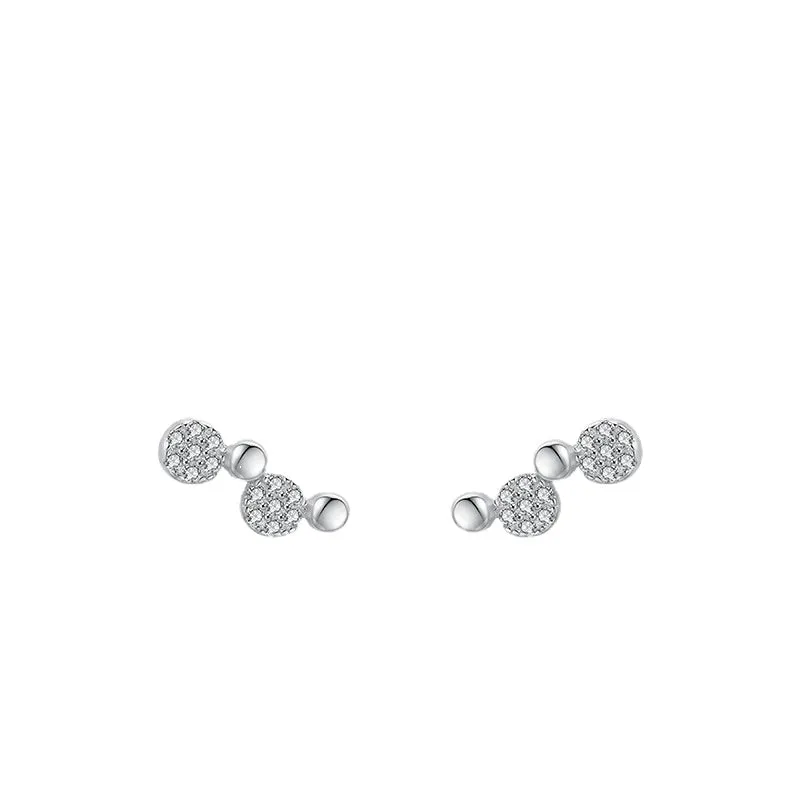 Chic Sterling Silver Geometric Earrings with Zircon Accents