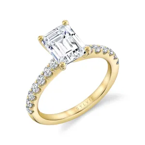 Classic Emerald Cut Engagement Ring - Aimee 14k Gold Yellow