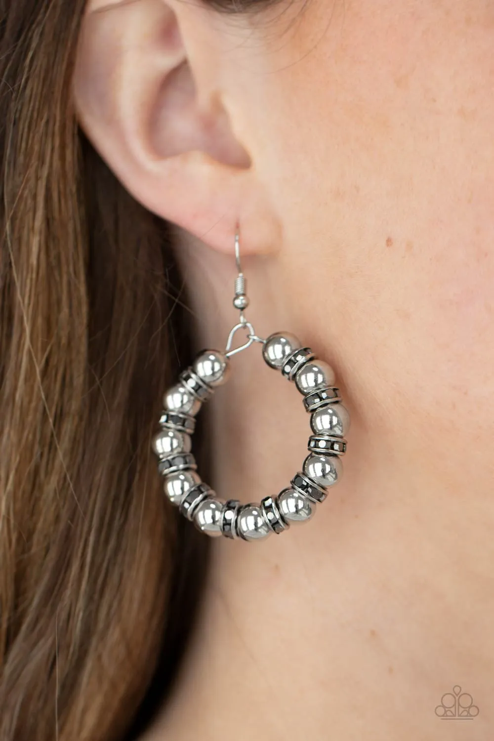 Cosmic Halo - Silver Paparazzi Earrings