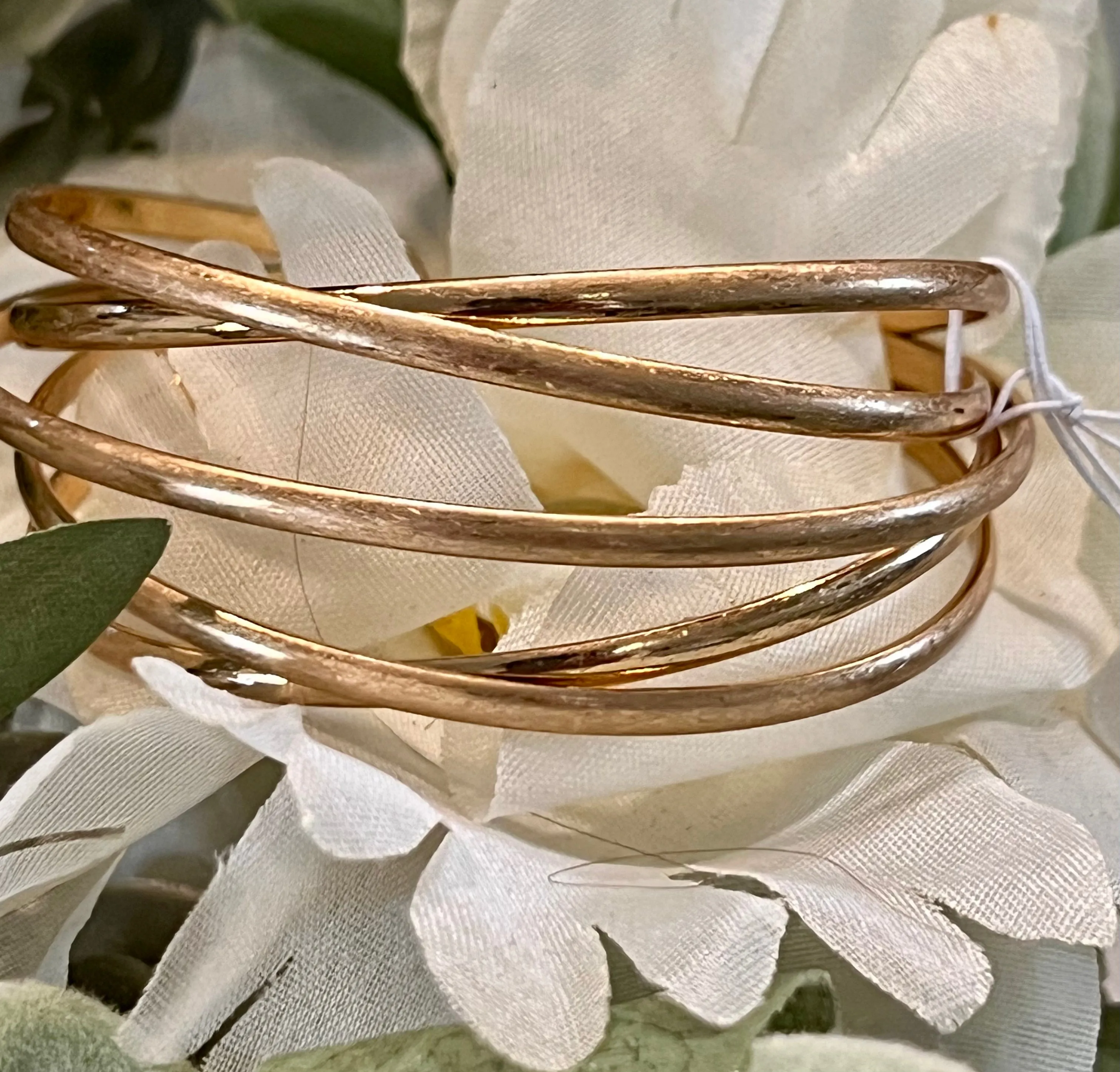 Crisscross 1" wide Gold Cuff Bracelet