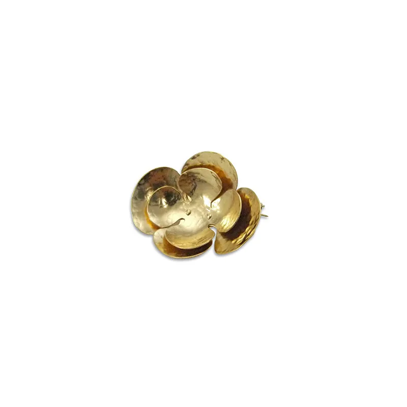 Crocus Flower Gold Brooch