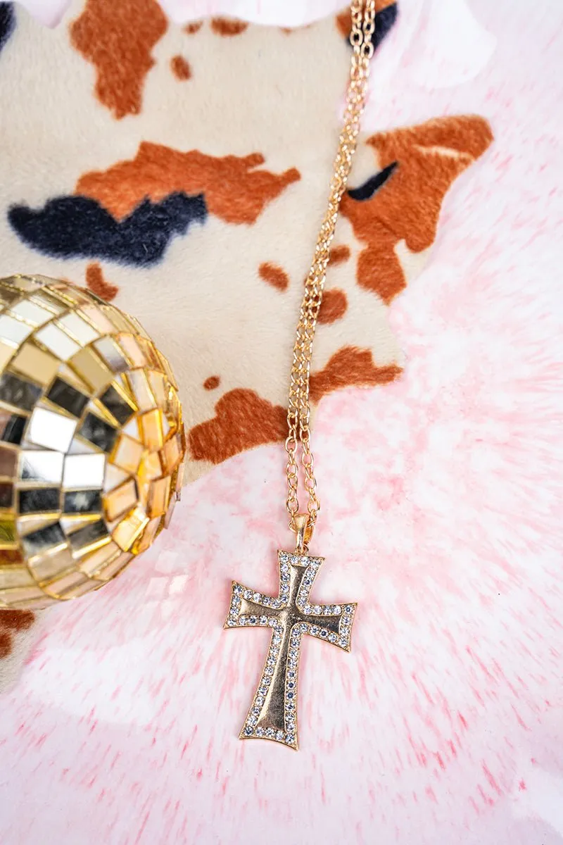 Crystal Avenue Full Of Faith Crystal Goldtone Cross Necklace