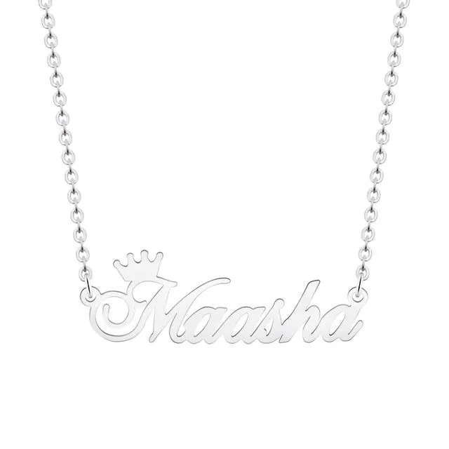 Custom Crown Name Necklace Gold Stainless Steel