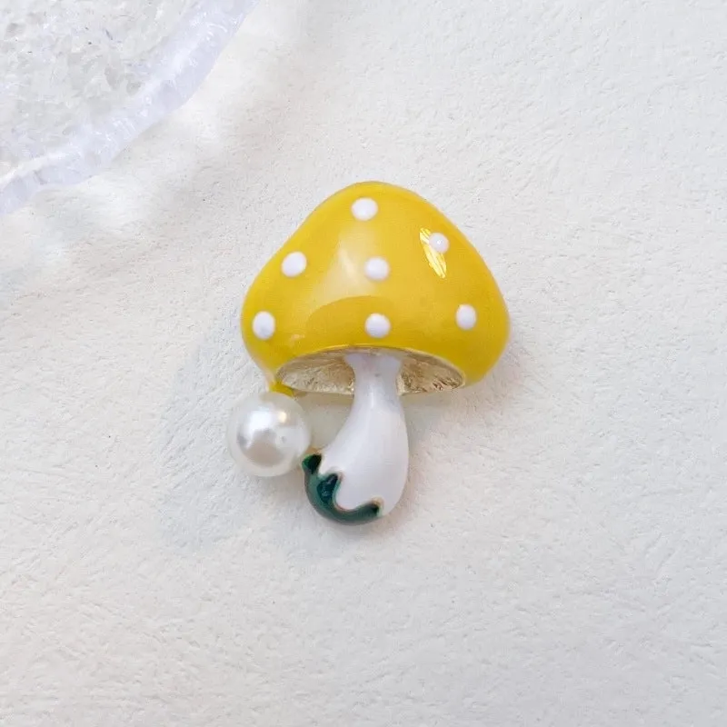 Cute Pin Mushroom Zinc Alloy Enamel Plating Inlay Pearl Women's Brooches