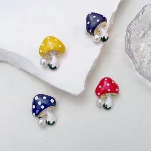 Cute Pin Mushroom Zinc Alloy Enamel Plating Inlay Pearl Women's Brooches