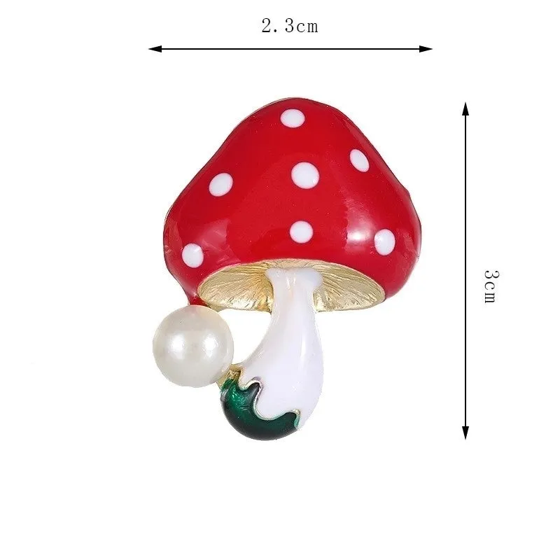 Cute Pin Mushroom Zinc Alloy Enamel Plating Inlay Pearl Women's Brooches