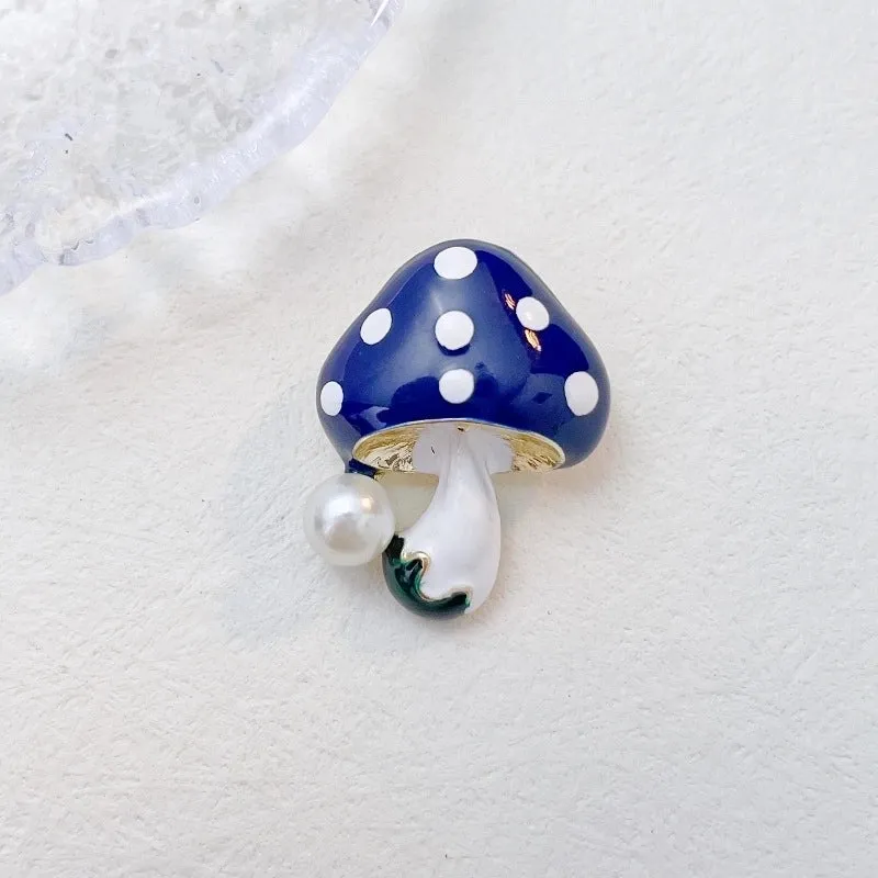 Cute Pin Mushroom Zinc Alloy Enamel Plating Inlay Pearl Women's Brooches