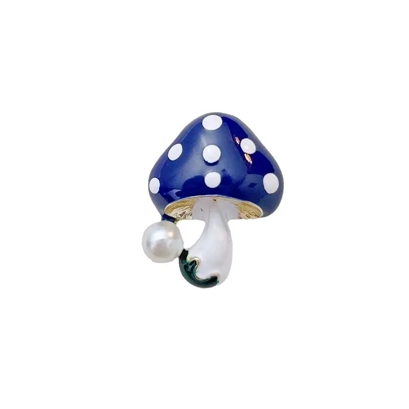 Cute Pin Mushroom Zinc Alloy Enamel Plating Inlay Pearl Women's Brooches