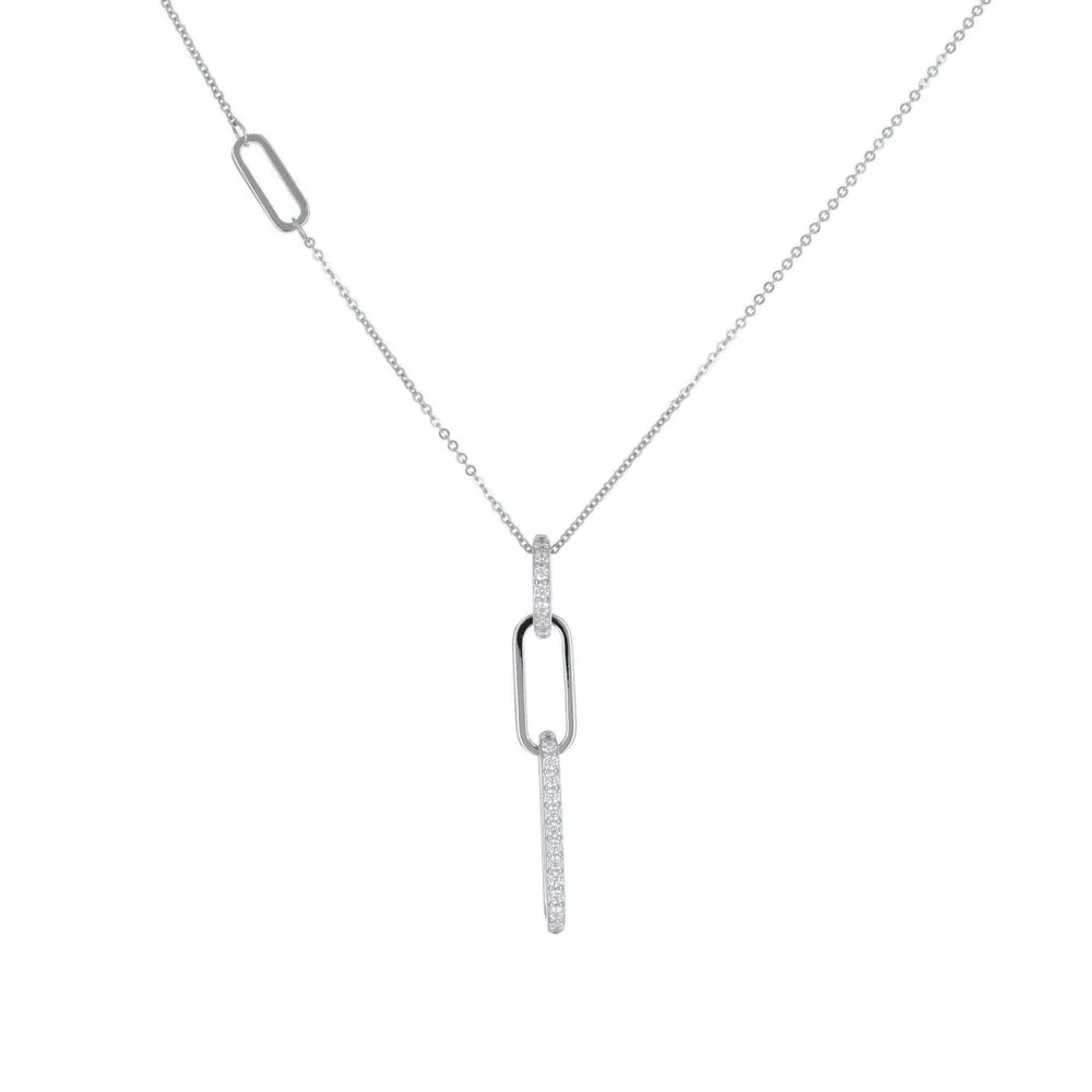 CZ LINKS DROP DAINTY NECKLACE