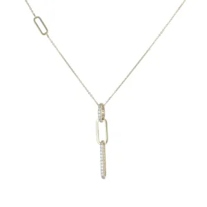 CZ LINKS DROP DAINTY NECKLACE