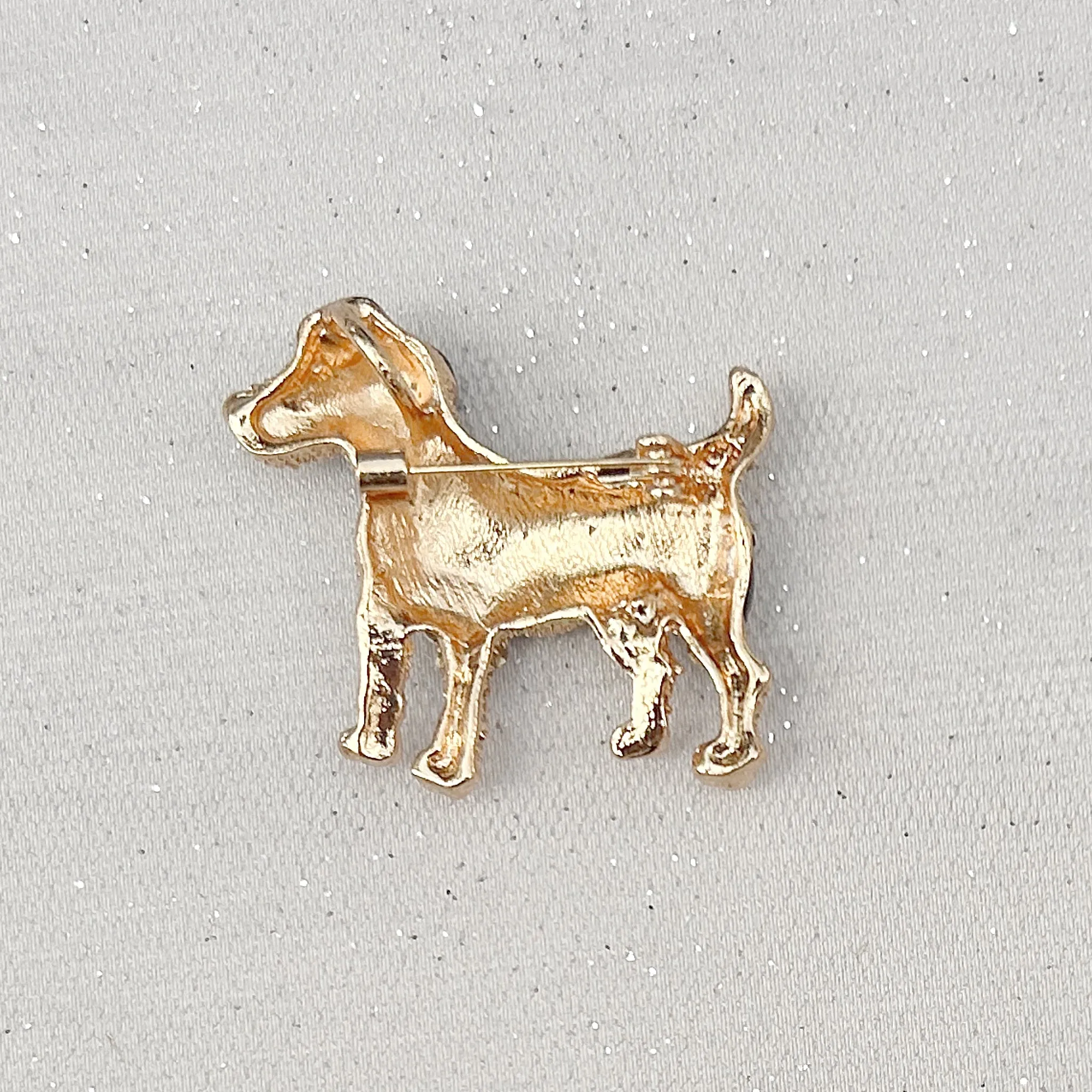 Dog Brooch Dog Pin Vintage Brooch Black Gold Brooch Diamante