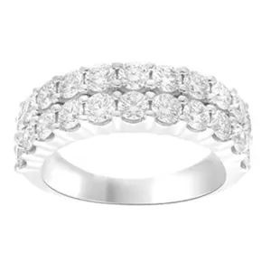 Double Row Dress Ring with 2.00ct of Laboratory Grown Diamond in Sterling Silver and Platinum