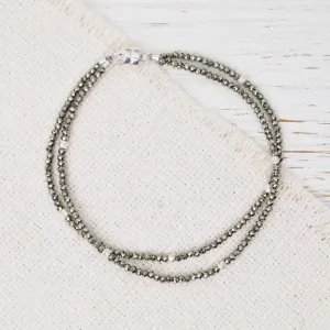 Double Strand Pyrite Sterling Silver Magnetic Bracelet