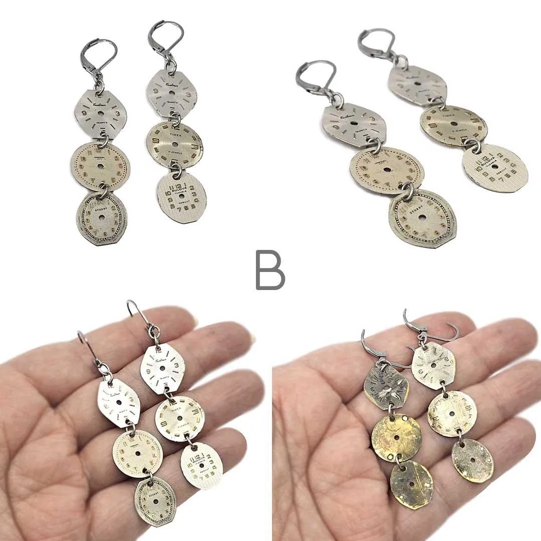 Earrings - Watch Dial Trio - Stainless Steel (A or B) by Christine Stoll Studio