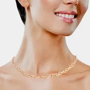 Elegant Gold Link Necklace Set: Endless Infinity Link Fashion Jewelry