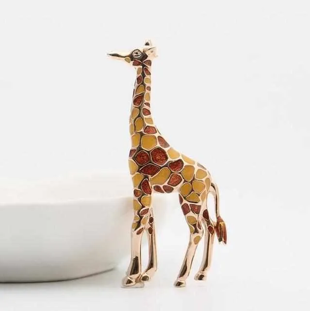 Enamel Giraffe Brooches