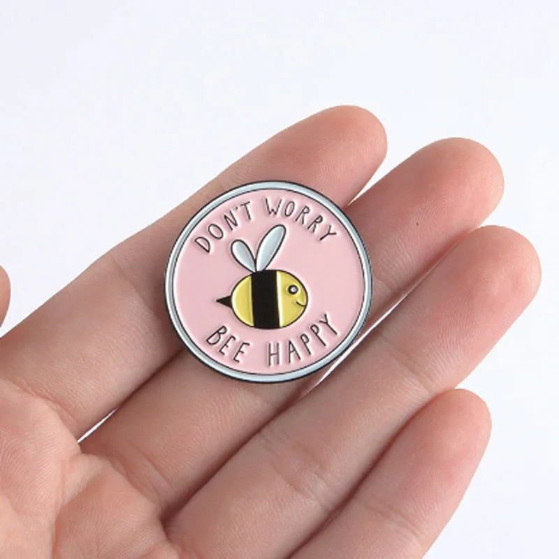 Enamel Pin Bee Happy | Fun Quote Pins