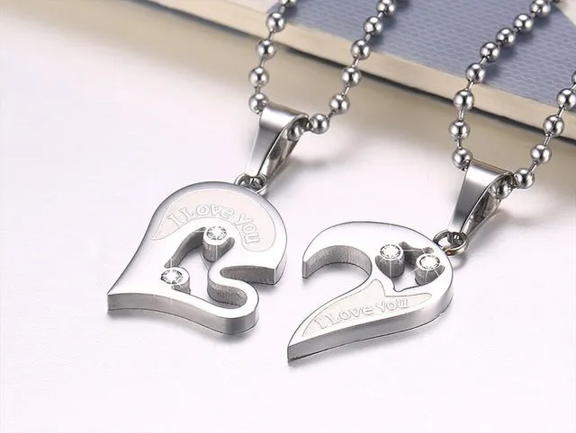 Entwined Heart Necklaces - Love couple