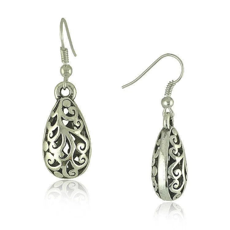 Ethnic Vintage Tibetan Silver Carving Drop Earrings Vintage Jewelry Earrings for Women