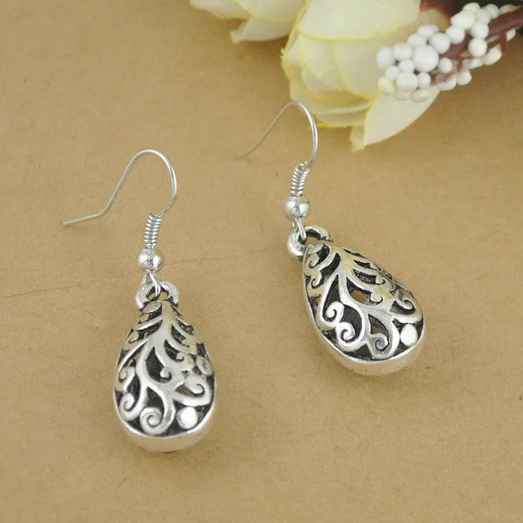 Ethnic Vintage Tibetan Silver Carving Drop Earrings Vintage Jewelry Earrings for Women