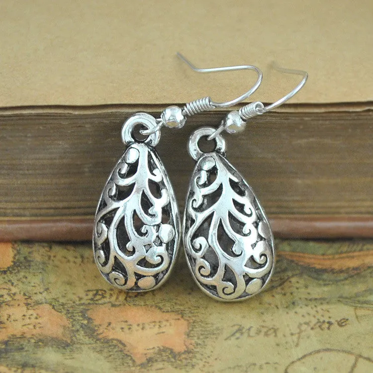 Ethnic Vintage Tibetan Silver Carving Drop Earrings Vintage Jewelry Earrings for Women