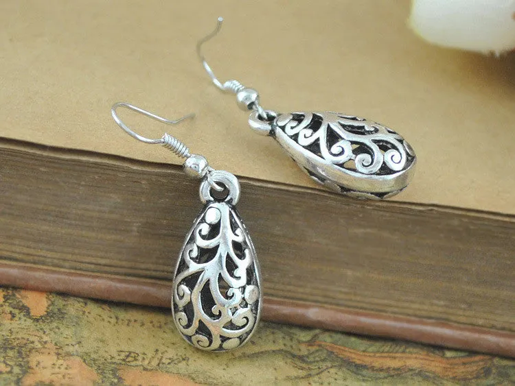 Ethnic Vintage Tibetan Silver Carving Drop Earrings Vintage Jewelry Earrings for Women