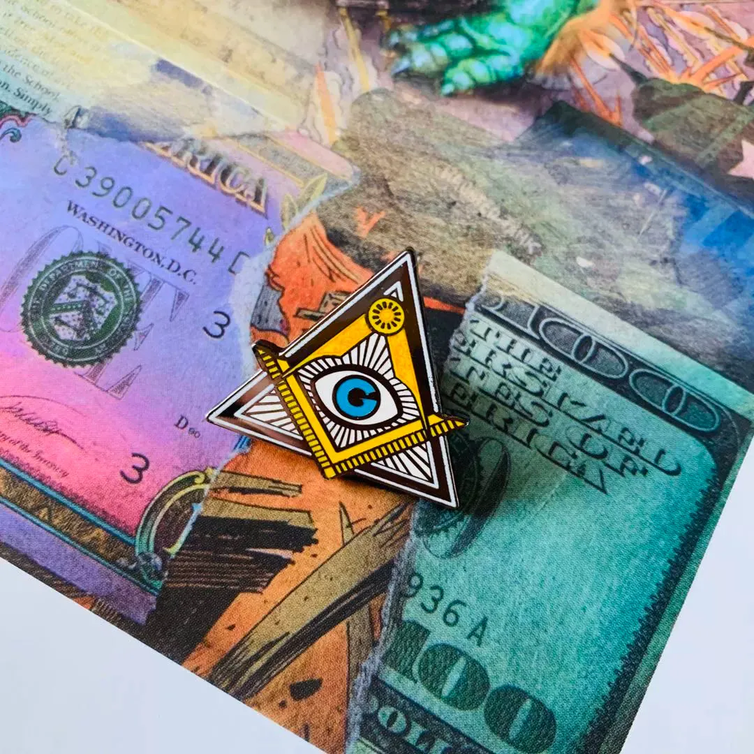 Eye Of Providence Brooch - Pair Of Square And Compass Triangle Shaped Brooch