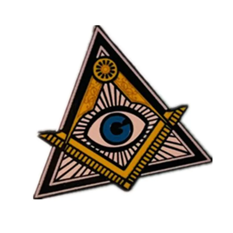 Eye Of Providence Brooch - Pair Of Square And Compass Triangle Shaped Brooch