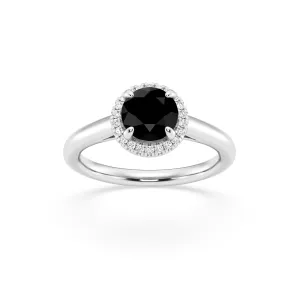 Facets of Love Black Solitaire Ring with 0.90ct of Diamonds in 18ct White Gold